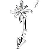 Agrewd Unchained Sun G23 Solid Titanium Rook Earrings 16G Internally Thread Rook Eyebrow Piercing Jewelry Surgical Steel Vertical Labret Stud 6/8MM