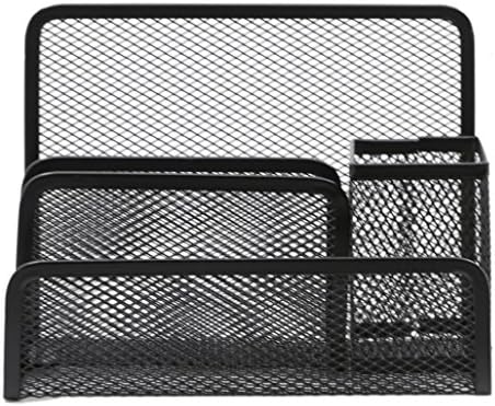 Mesh Desk Organizer 4 Compartment Office Supply file organizer Pencil Holder (Black)