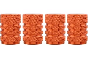 TOMALL Orange Round Style Aluminum Tire Valve Stem Caps for Auto Car Motorcycles