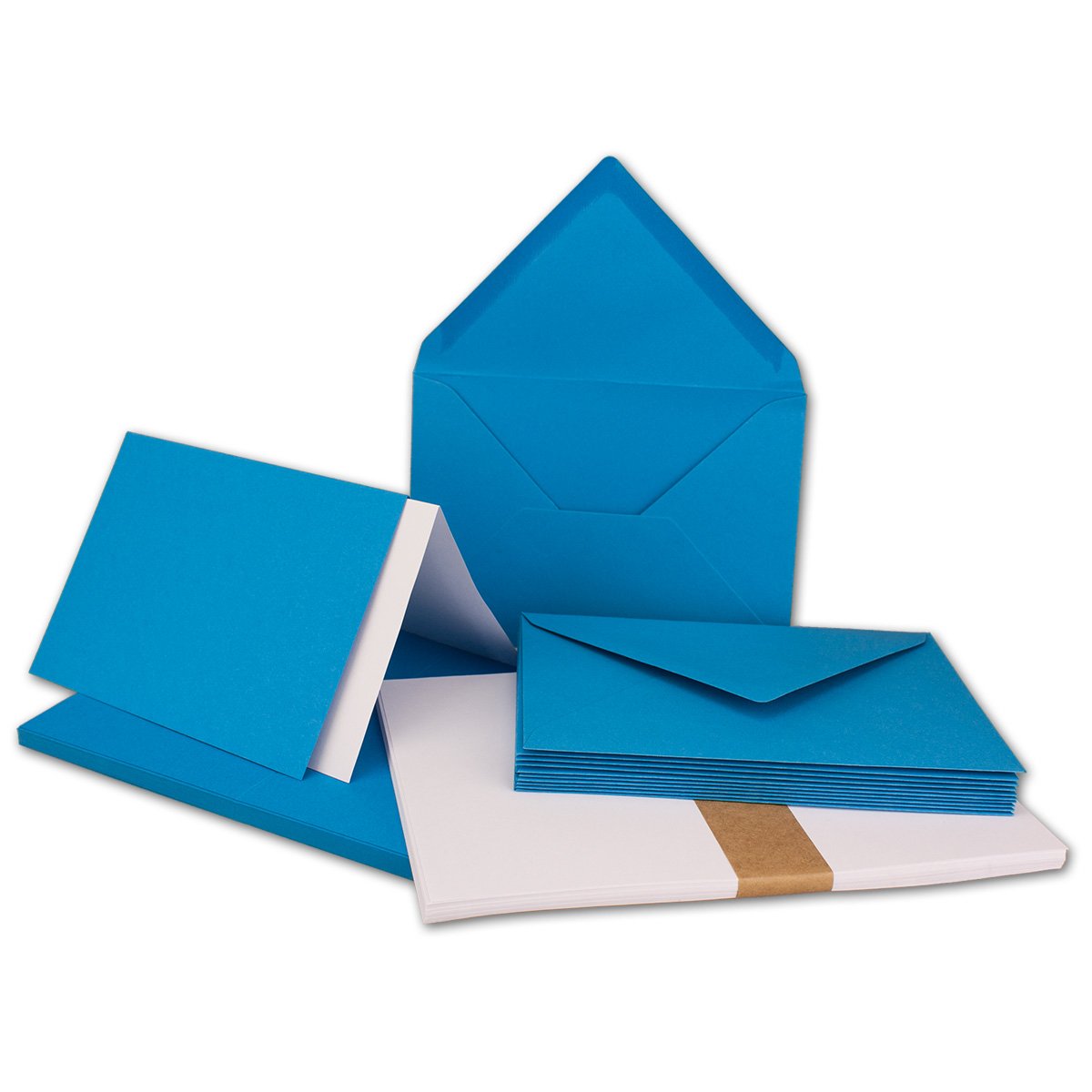 "FarbenFroh by GUSTAV NEUSER" 25x folding cards SET DIN A6/C6 with envelopes in azure blue including insert 14.8 x 10.5 cm Premium quality FarbenFroh