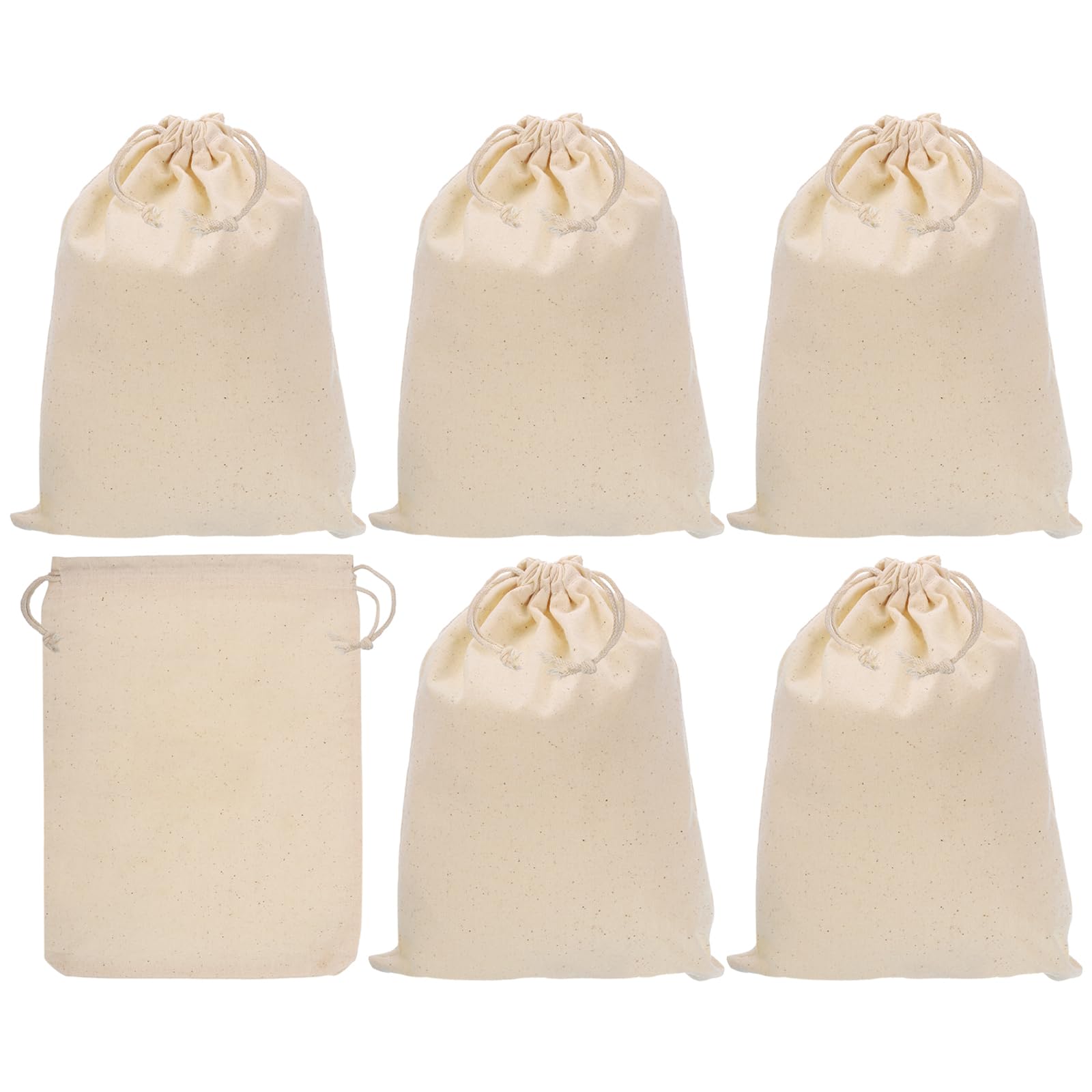 PATIKIL 12"x8" Coin Money Sacks Bag, 6 Pack Bank Deposit Change Transit Bags Cash Bag with Drawstring Currency Bags Gift Bag Style 2, Beige