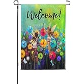 Welcome Garden Flag 12 X 18 In Outdoor Summer Spring Fairy Flowers Dragonfly Floral Mini Yard Flag House Flags Farmhouse Sign For Home Garden Decoration Banner