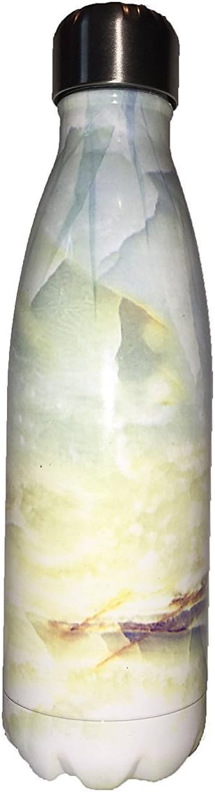 Brio Bottle Vacuum Insulated 17oz Wave Bottle - Double Walled Stainless Steel Water Thermos - Cola Style Hydro Swell Tumbler - Compare to S'well (Marble)