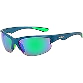 Piranha Eyewear Lynx 5 Unisex Sports Sunglasses with Green Trim and Blue Mirror Lens