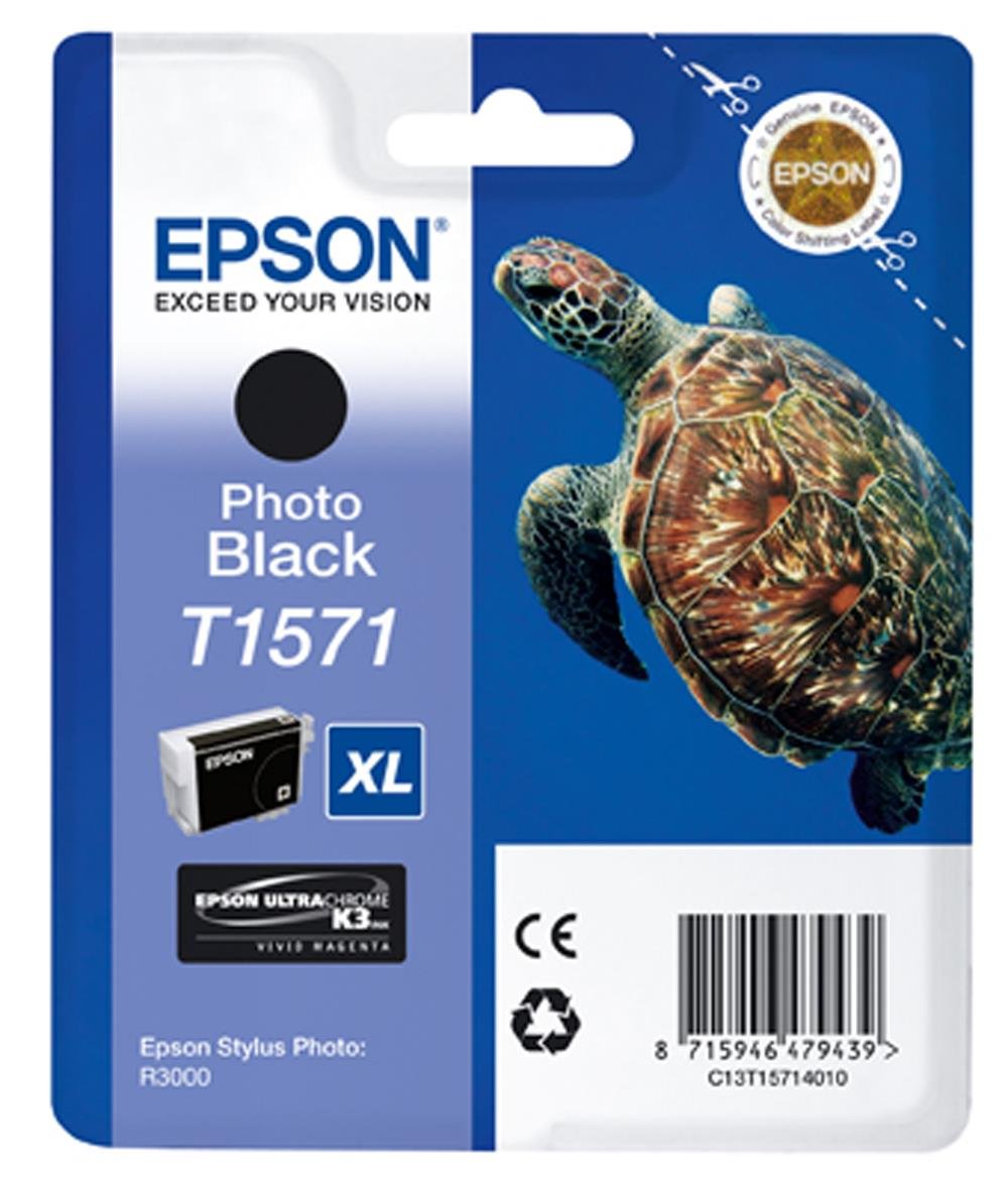 Epson T1571 Print Cartridge, Photo Black, Genuine