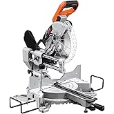 VEVOR Sliding Compound Miter Saw, 10-Inch Blade, 15 Amp Motor, 60-Tooth, Corded Double Bevel Sliding Miter Saw, LED Precision