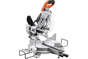 VEVOR Sliding Compound Miter Saw, 10-Inch Blade, 15 Amp Motor, 60-Tooth, Corded Double Bevel Sliding Miter Saw, LED Precision Alignment, Angle Adjustable, for Wood, Composite Decking, Laminates