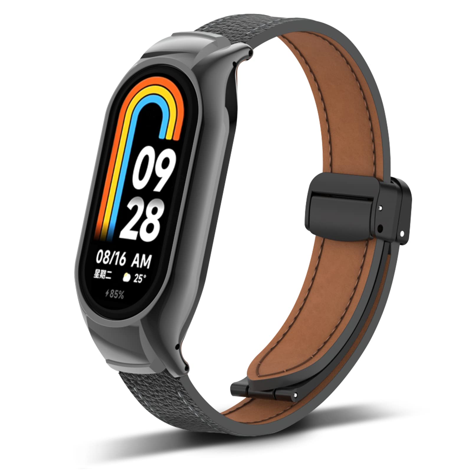 CHULN Compatible with Xiaomi Mi Band 8, Magnetic Leather Replacement Bracelets for Mi Band 8 Smartwatch. (No Host), colour-a, Modern