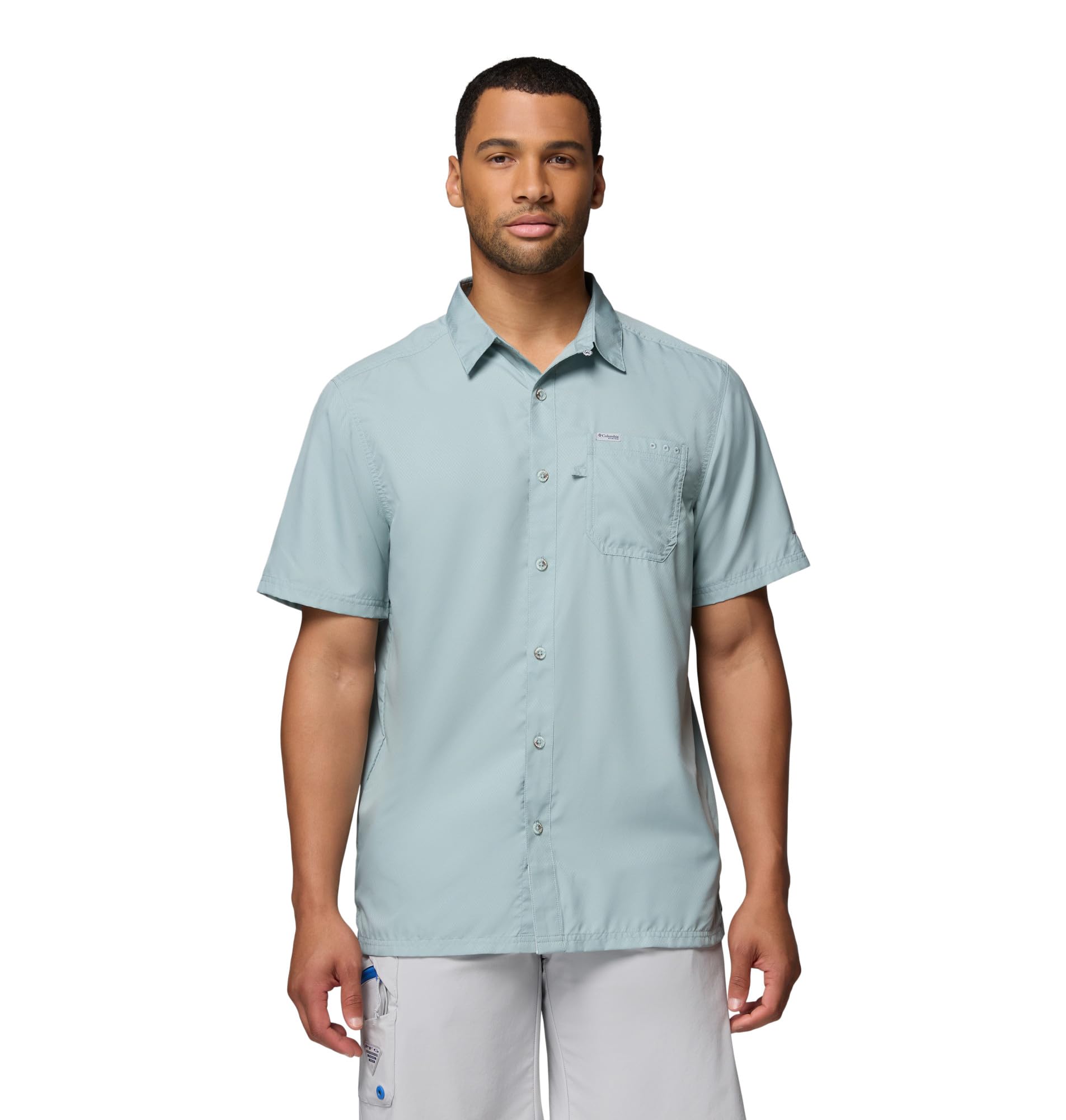 Columbia Mens Slack Tide Short Sleeve Camp Shirt, Crushed Blue, X-Small Image