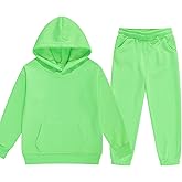 DHSPKN Girls Boys 2 Piece Tracksuit Athletic Sweatsuits Sets Hooded Sweatshirt and Jogger Sweatpants Clothing Sets for Kids