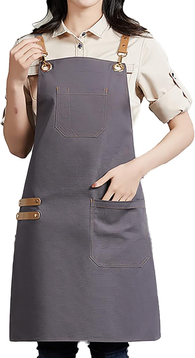 2 PCS Work Clothes Bib Overalls Adjustable Leather Aprons Unisex Wear