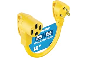 Kohree 30 Amp to 50 Amp RV Plug Adapter 18", Heavy Duty RV Dogbone Electrical Adapter 30A Male to 50A Female Power Cord with Grip Handle, 125V/3750W