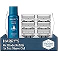 Harry's Razor Blades for Men - 6 Count - Premium Razor Blade Refill Cartridges + 2 oz Foaming Shave Gel Bundle
