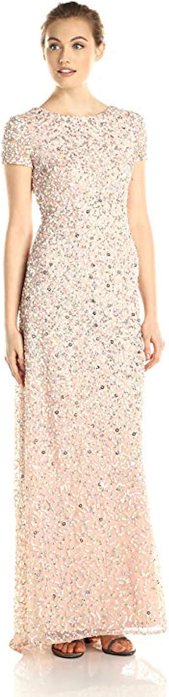adrianna papell short sleeve gown