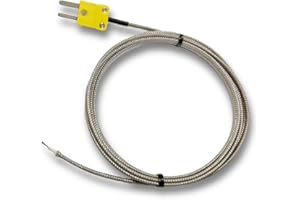 TCELEC TCE-K01HT-2000 K Type Metal Wrapped Durable and High Temperature Resistant Thermocouple Sensor Probe for Oven and Furnace with Temperature Range from 77℉ to 932℉