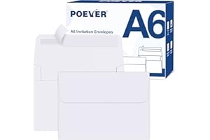 Poever A6 Invitation Envelopes 120 Pack White Envelopes 6.5 x 4.75 Self Seal Small Blank Mailing Envelopes for Invitation, Greeting Cards, Photos, Wedding, RSVP, Business