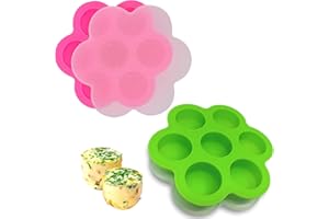 GOKCEN's Silicone Egg Bite Molds [2 Pack] Instant Pot Accessories - Fit Instant Pot 5,6,8 qt Pressure Cooker - Food Freezer Tray with Lid - Reusable Storage Container (Pink & Green - Egg Bite Mold)