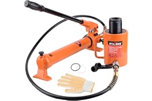 HZLZRZ 20 Ton Hydraulic Cylinder Jack Porta Power Ram 2" Stroke, CP-700B Manual Hydraulic Hand Pump, Hollow Single Acting Lifting Cylinders for Machinery Shipbuilding