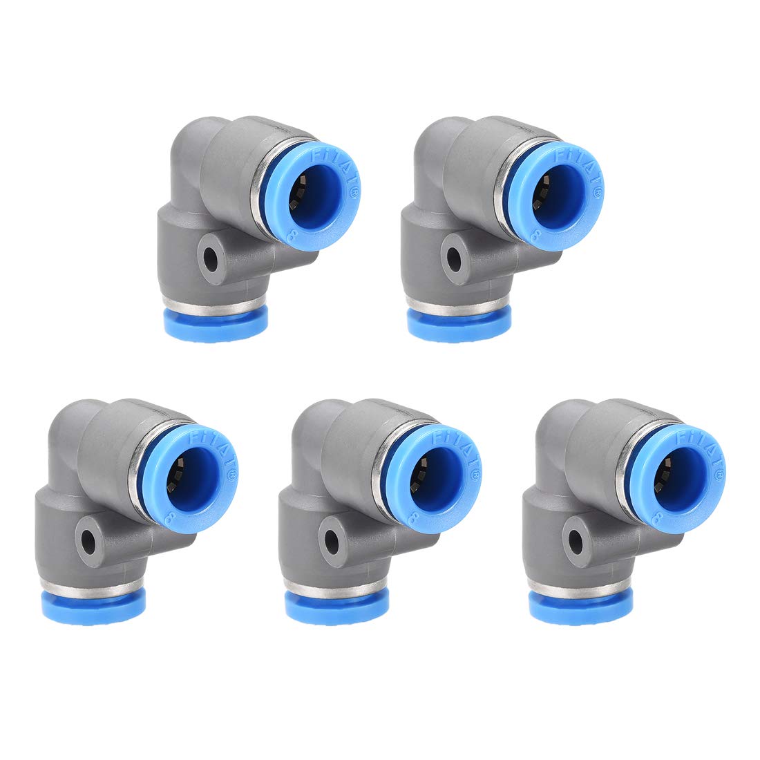 sourcing map Elbow Push to Connect Air Fittings 8mm Tube OD Pneumatic Quick Release Connectors Grey 5Pcs