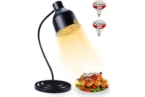SVKLHY Food Heat Lamp: [2 Rapid-Heating Bulbs Included] [Steady Heating] Commercial Food Warmer Lamp, 250W Electric Heat Lamp for Food Catering Food Warming Lamp for Buffet Restaurant Parties, Painted Black