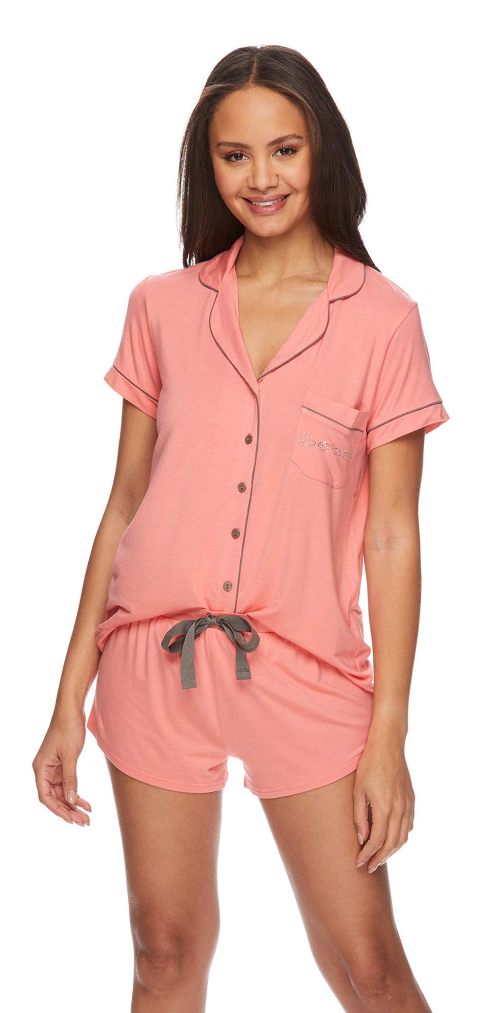 Bebe Womens Pajama Sets Button Down Shirt And Shorts Sleepwear Lounge Pj Sets Buy Online In Bahamas At Bahamas Desertcart Com Productid