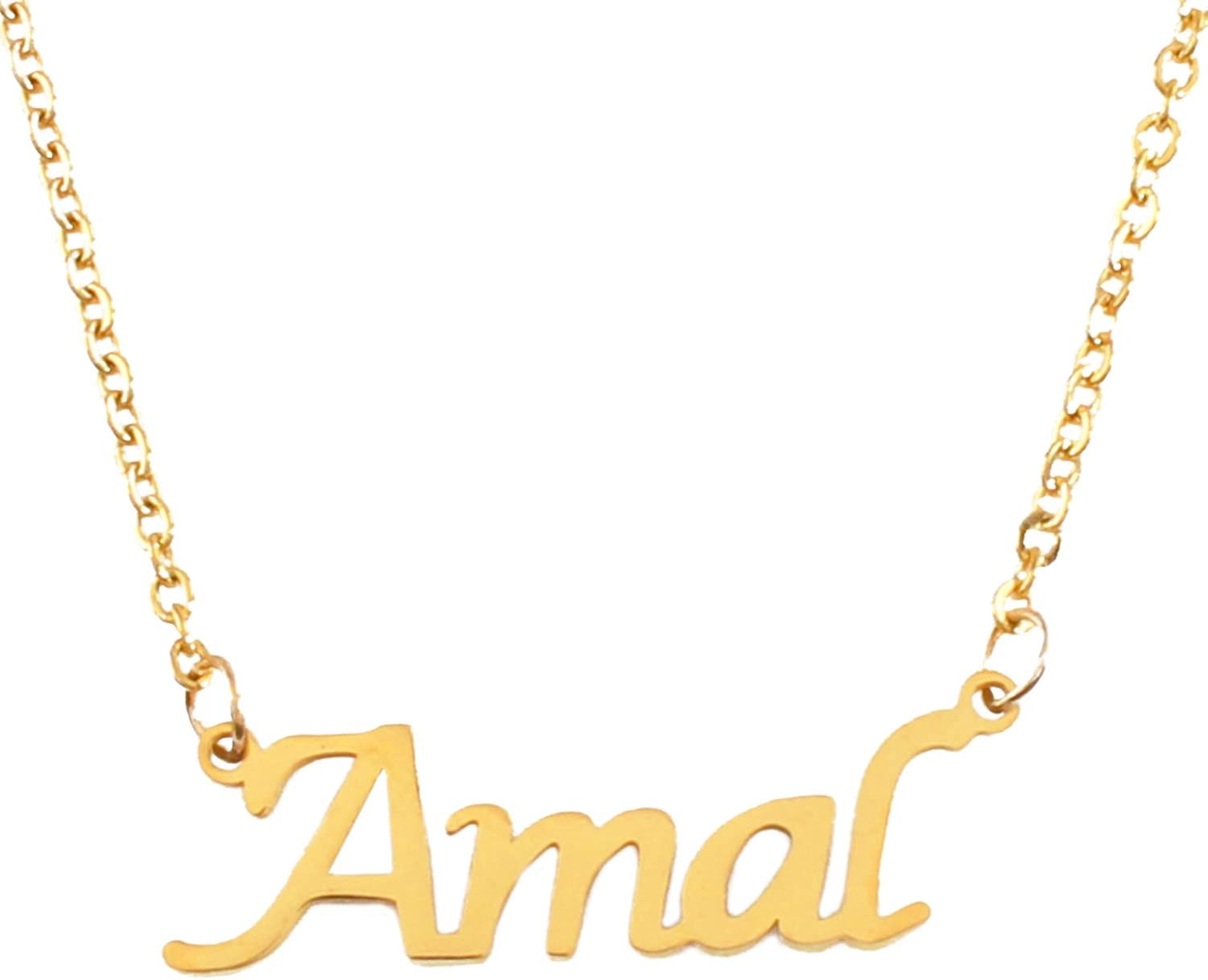 Amal Name Necklace Gold Plated Personalized Dainty Necklace
