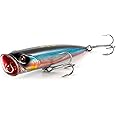 Dr.Fish Topwater Popper Saltwater Fishing Lures, 4/5.5 Inches GT Popper VMC Treble Hooks Surf Fishing Lures for Bass Striper Pike Salmon Offshore