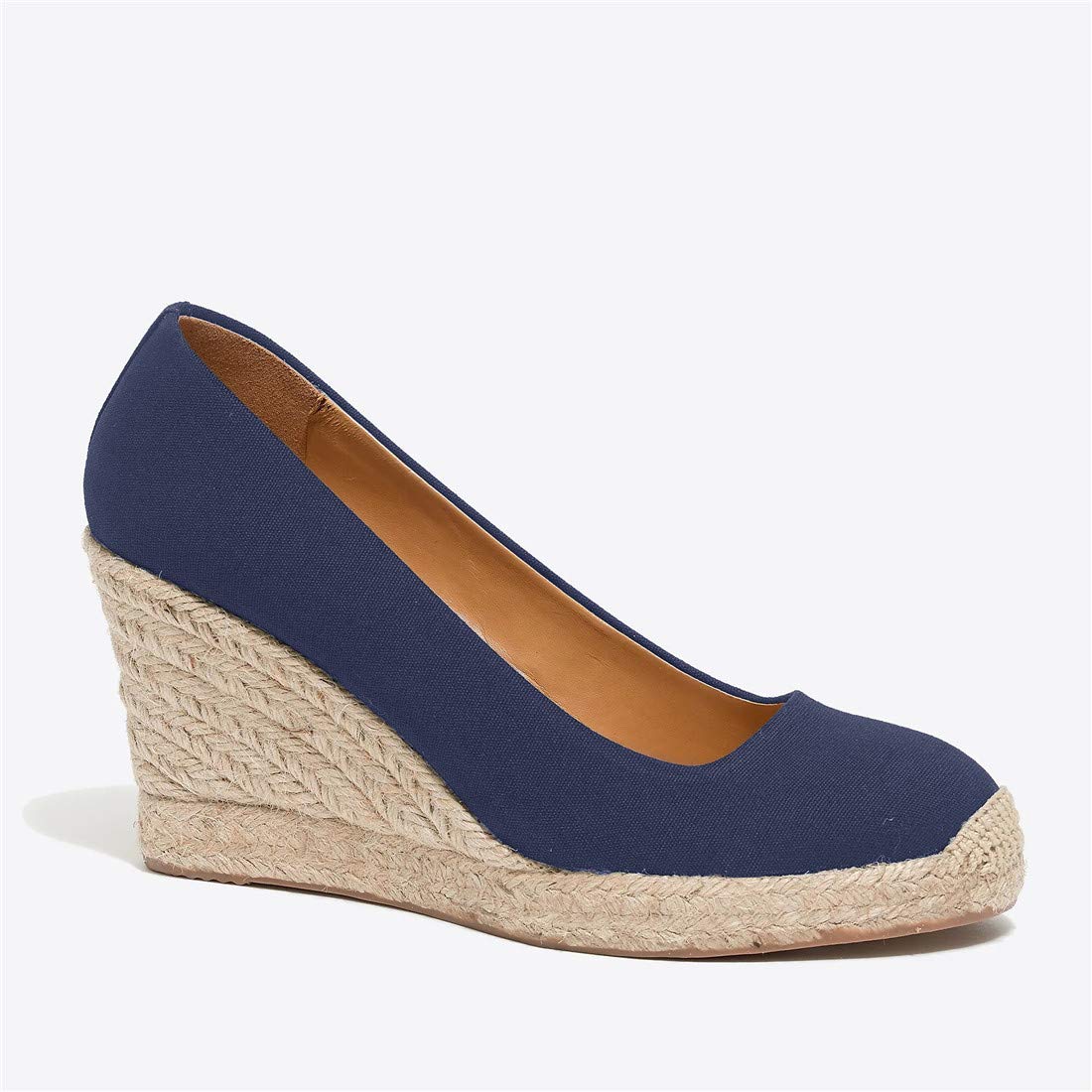 Womens Closed Toe Espadrille Wedges Shoes Heels Pumps Canvas Slip On Wedge Sandals - Image 3