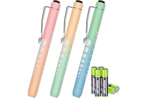RISEMART 3 Pack Pen Lights for Nurses with 6 Batteries - Reusable Pen Light with Pupil Gauge and Ruler, Nurse Accessories for Work, Medical Penlights for Nursing Student Doctors EMT CNA (Pink+Yellow+Green)