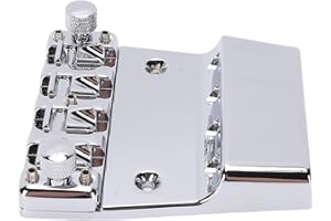 Alomejor Bass Bridge, Cr Plated Zinc Alloy Adjustable 4 String Bridge, Enhance Tone and Resonance for Rickenbacker Electric B
