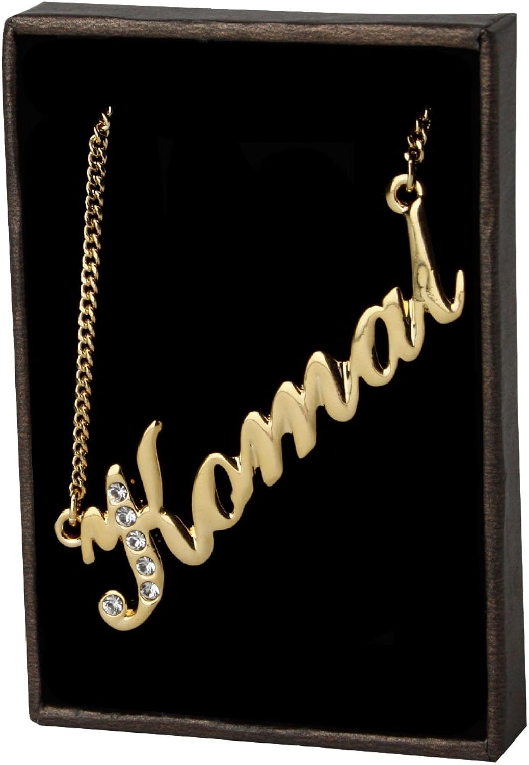 Arabic Name Necklace Komal White Gold Plated 18ct Personalised