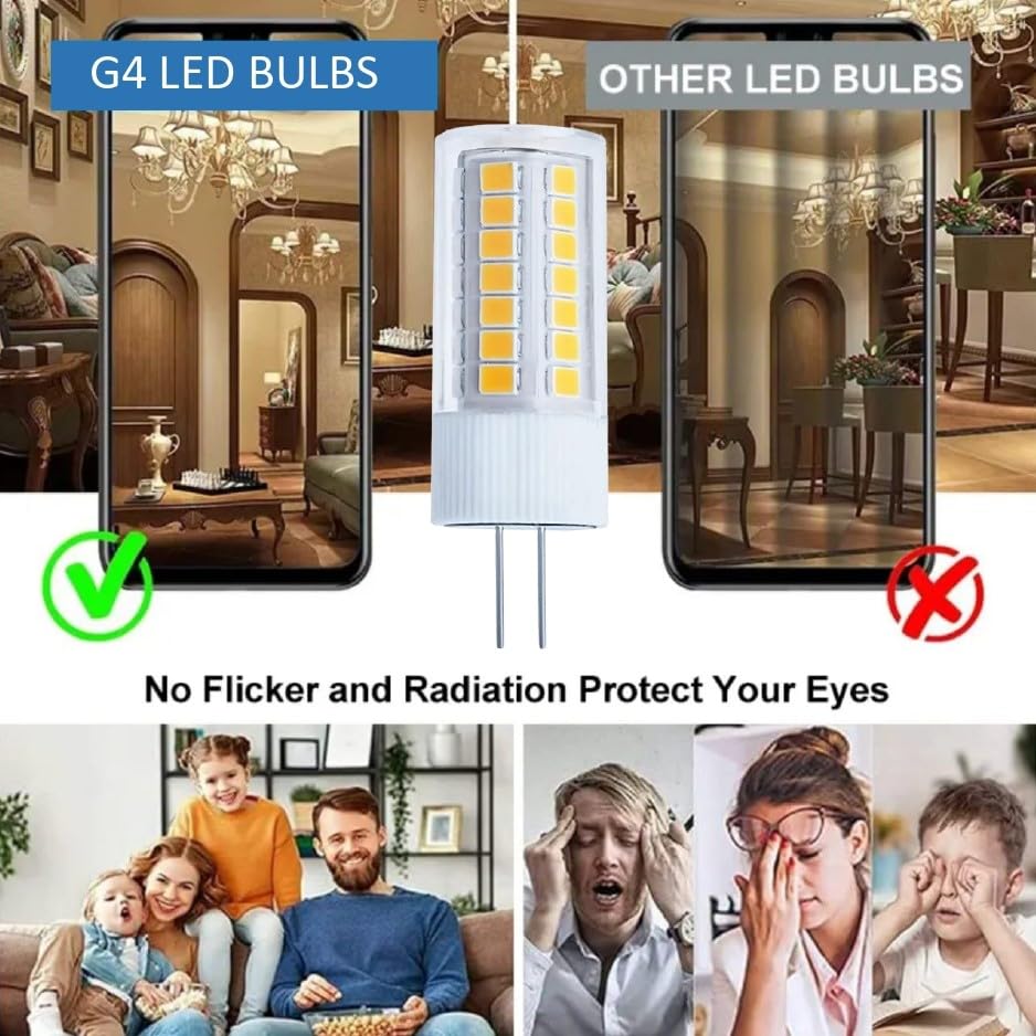 10 Pack G4 LED Bulb 3 Color Changing to Warm White | Natural White | Daylight, 5W Equivalent to 50W Halogen Bulb, Uses For Chandelier, Under Cabinet, Lamp, Track & Accent, Microwave, Step Path