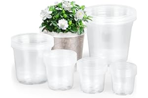 GUGEMEI 36 Packs Clear Nursery Pots for Plants, 3/3.5/4/5/6/7 Inch Plastic Pots for Plants with Drainage, Seedling Pots for Succulents, Herbs, Flowers, Vegetables