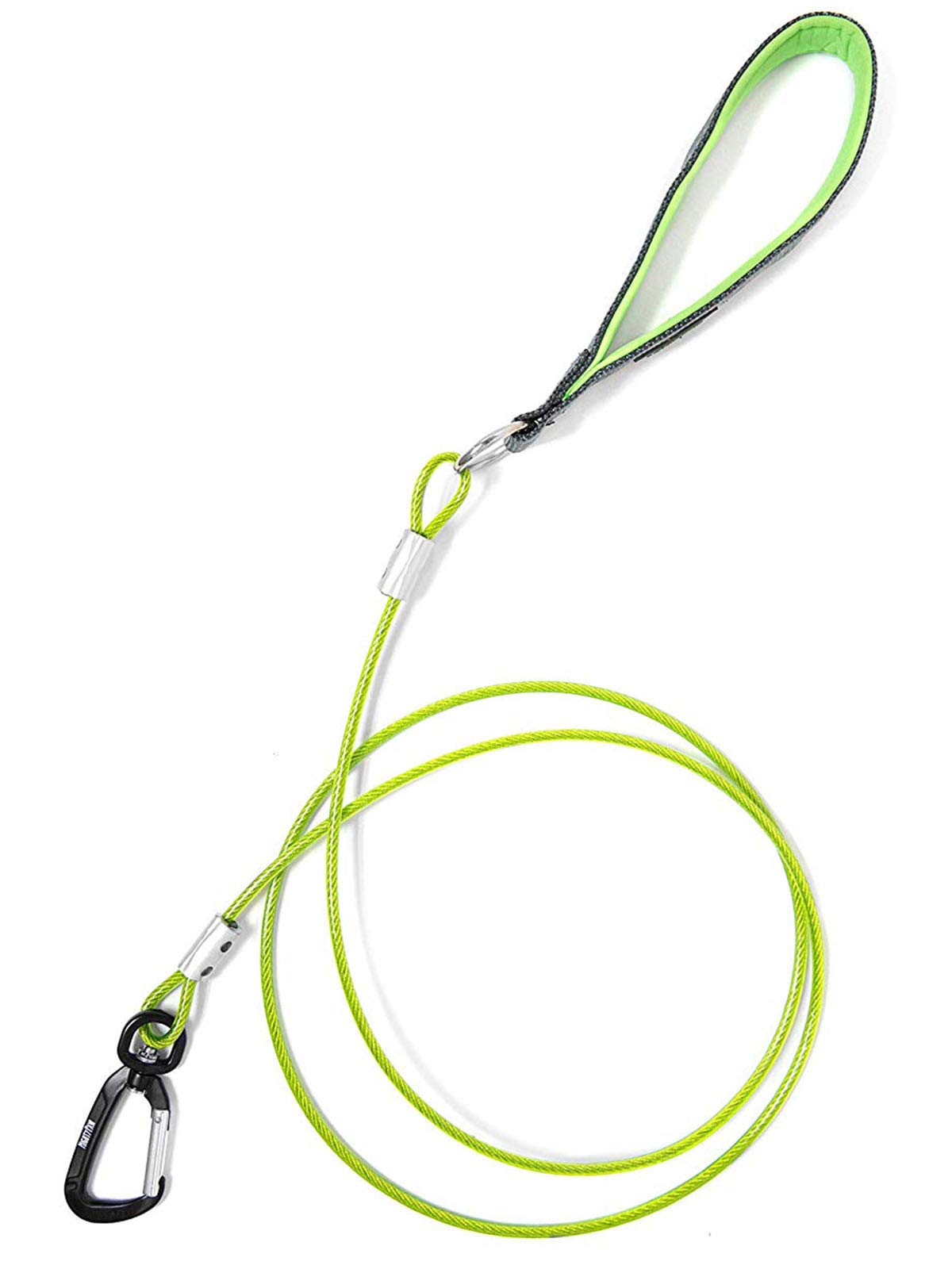 Mighty Paw Chew Proof Dog Lead | 1.8m / 6ft Metal Cable Leash, Non Chewable Braided Steel Cord with Padded Handle. Bite Resistant, Great for Small, Medium and Large Pets, and Teething Puppies (Green)
