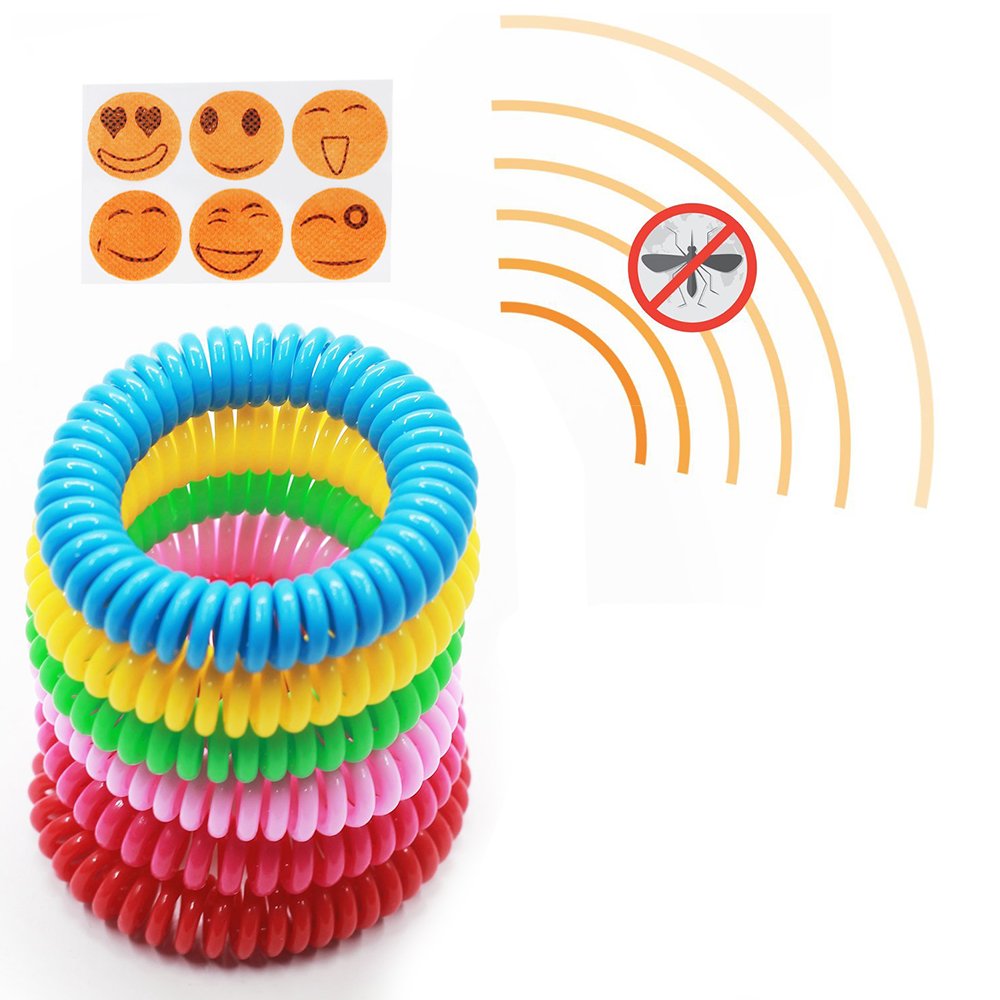 20pcs Bracelets anti-moustique avec 6pcs Autocollants anti-moustique Naturels Huiles essentielles - Ne contient pas de DEET - Résiste à l\'eau - Aléatoire