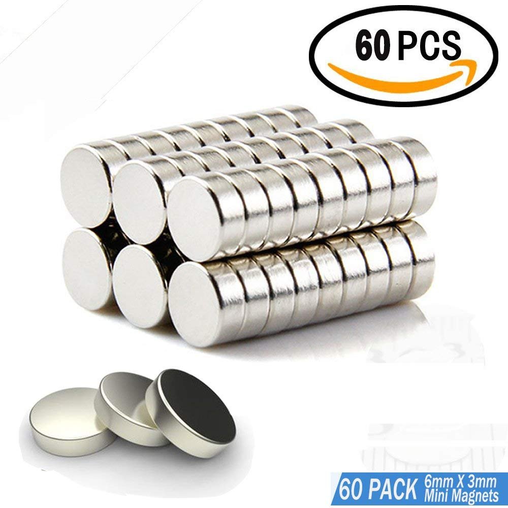 60 pieza Neodimio Imán,Mini Imanes Neodimio Raro Tierra 6 x 3 mm ...