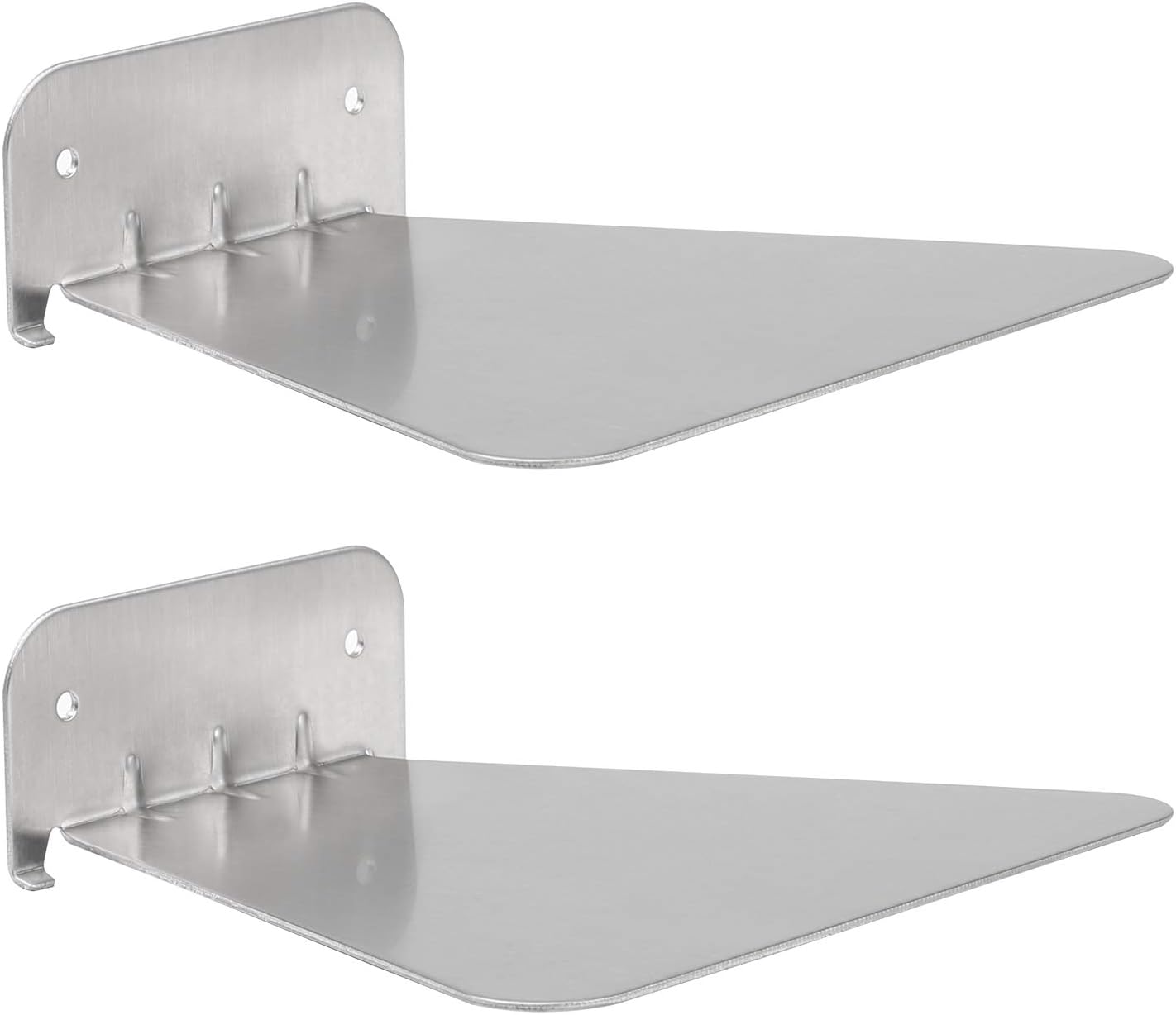 2 Pack Concealed Floating Bookshelf Silver Stainless Steel Floating Shelves Invisible Bookshelf Perfect for Home Storage Bedroom Decor