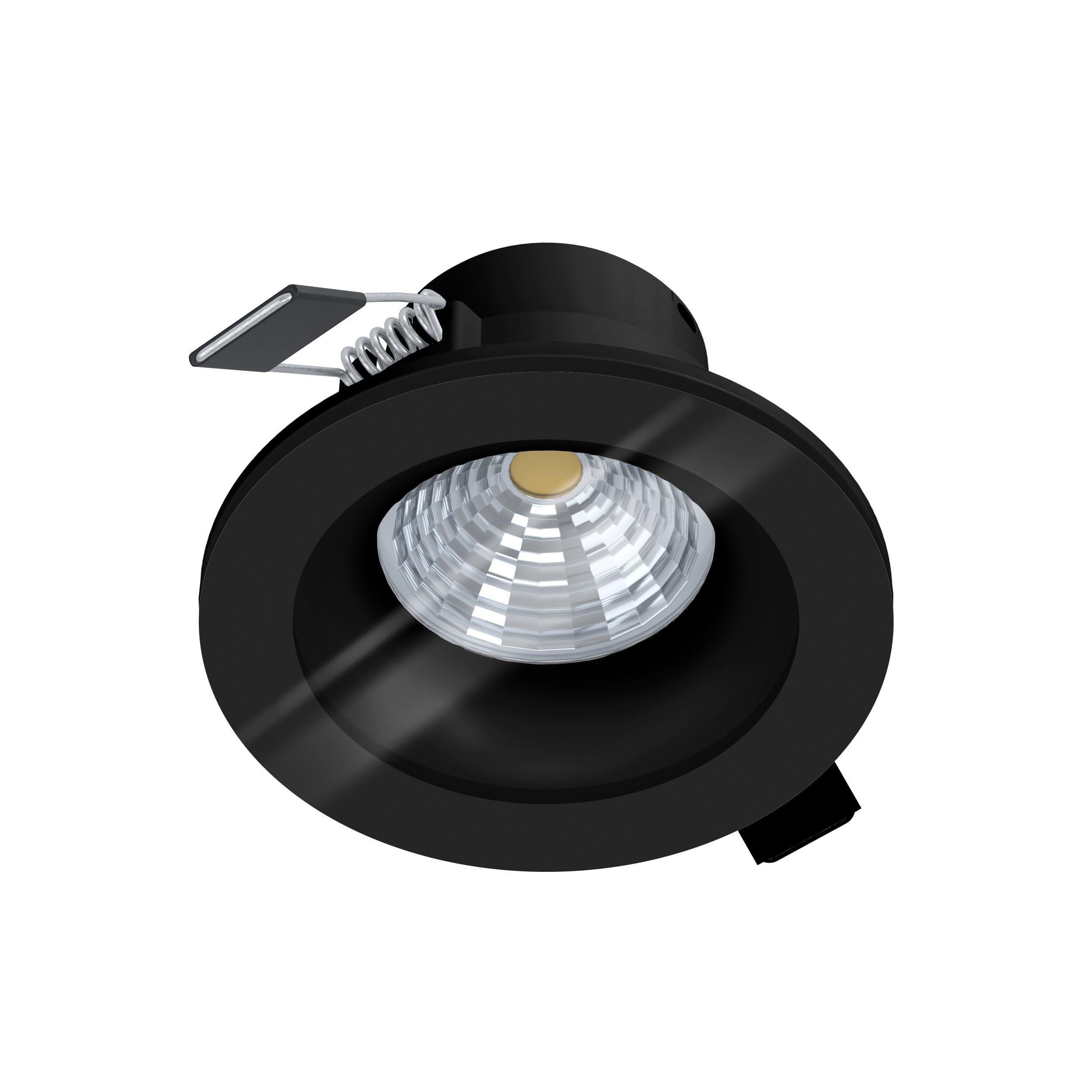 Eglo Recessed spot Light for Ceiling Salabate, dimmable LED Downlight Made of Aluminium and Glass, Black Bathroom Spotlight, Neutral White, IP44, Ø 3.5 inches