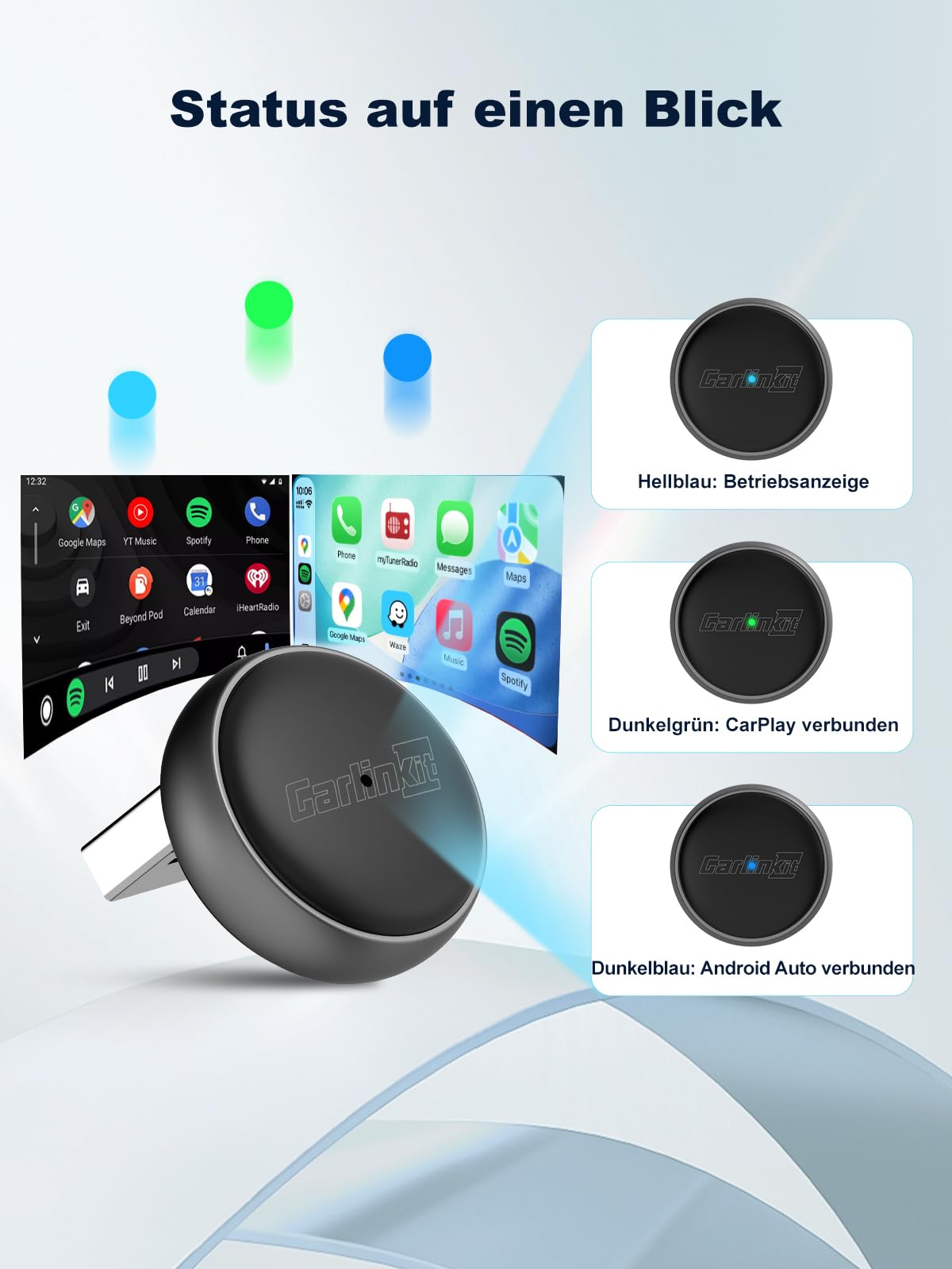 Carlinkit Mini Ultra Wireless CarPlay & Android Auto Adapter, Konvertieren Sie werkseitig kabelgebunden auf Wireless, USB-A/USB-C Schnelle Verbindung für iOS 10+ & Android 11+, Plug & Play Car Play 3