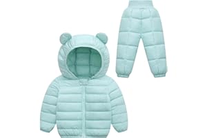 Happy Cherry Baby Toddler Two Piece Snowsuit Winter Down Jacket with Elastic Waist Snow Pants