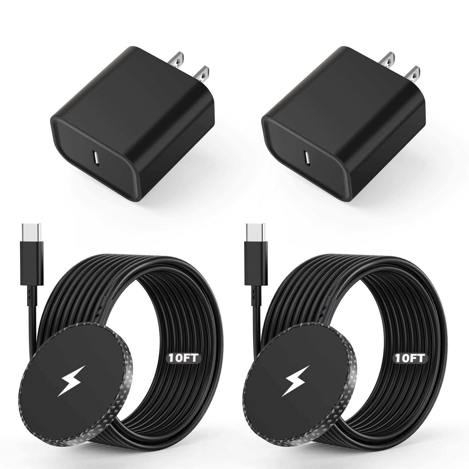 Photo 1 of 10FT Magnetic iPhone Charger[Apple MFi Certified], Apple Magsafe Wireless Charger,2Pack Magnetic Wireless Charging Pad with USB-C Charging Block for iPhone 17/17Pro/16ProMax/15/14/13/12 Series,AirPods
