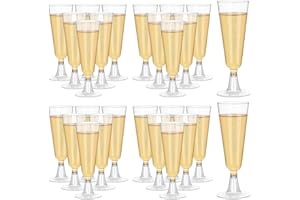 25Pcs Plastic Champagne Flutes, Disposable Clear Champagne Glasses for Party Wedding Cocktail Cups, Reusable Champagne Glasse