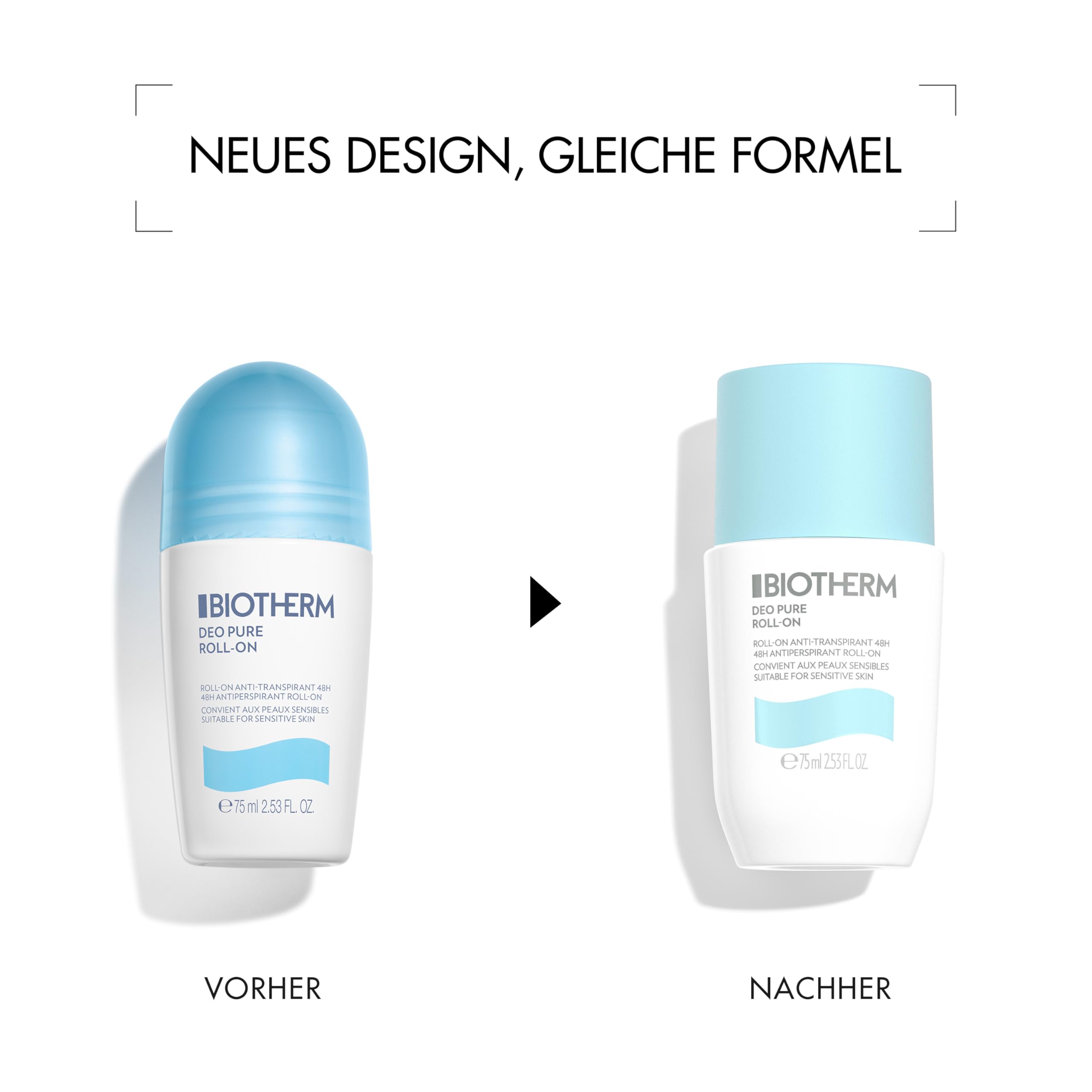 Biotherm Deo Pure Roll-On, 48 H Antitranspirant, wirksamer Schutz vor Schweißgeruch, Deo-Stick für empfindliche Haut und alle Hauttypen, wirkt pflegend und beruhigend, 75 ml 3