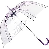 ThreeH Clear Cherry Umbrella Auto Open Transparent Windproof for Kids or Outdoor Weddings 32 Inches Diameter,KS11 Purple
