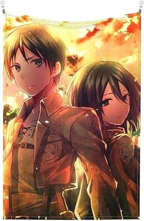 Amazon Co Jp タペストリー 進撃の巨人 エレン ミカサ アニメ インテリア 壁掛け ホック付き ファブリック装飾 部屋 窓カーテン 装飾用品 150x100cm Generic
