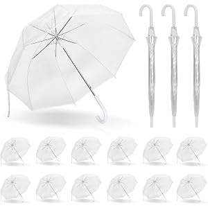Gereat Clear Bubble Umbrellas for Wedding, 48 Inch Windproof Transparent POE Dome Umbrella with Auto Open J-Handle, Large Umb