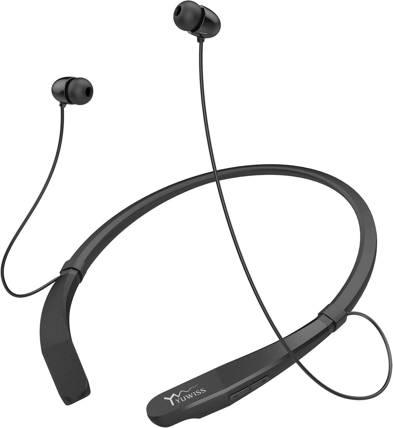 Yuwiss Bluetooth Headphones Neckband V5.0 Lightweight Wireless Headset Call Vibrate Alert Sport Earbuds w/Mic Earphones 10-Hour Playtime for Gym Running Compatible with iPhone Samsung Android (Dark)