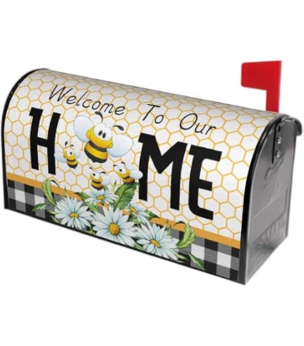 Welcome Dragonflies Spring Magnetic Mailbox Cover - Standard Size Decorative Mailbox Wrap (Briarwood Lane)