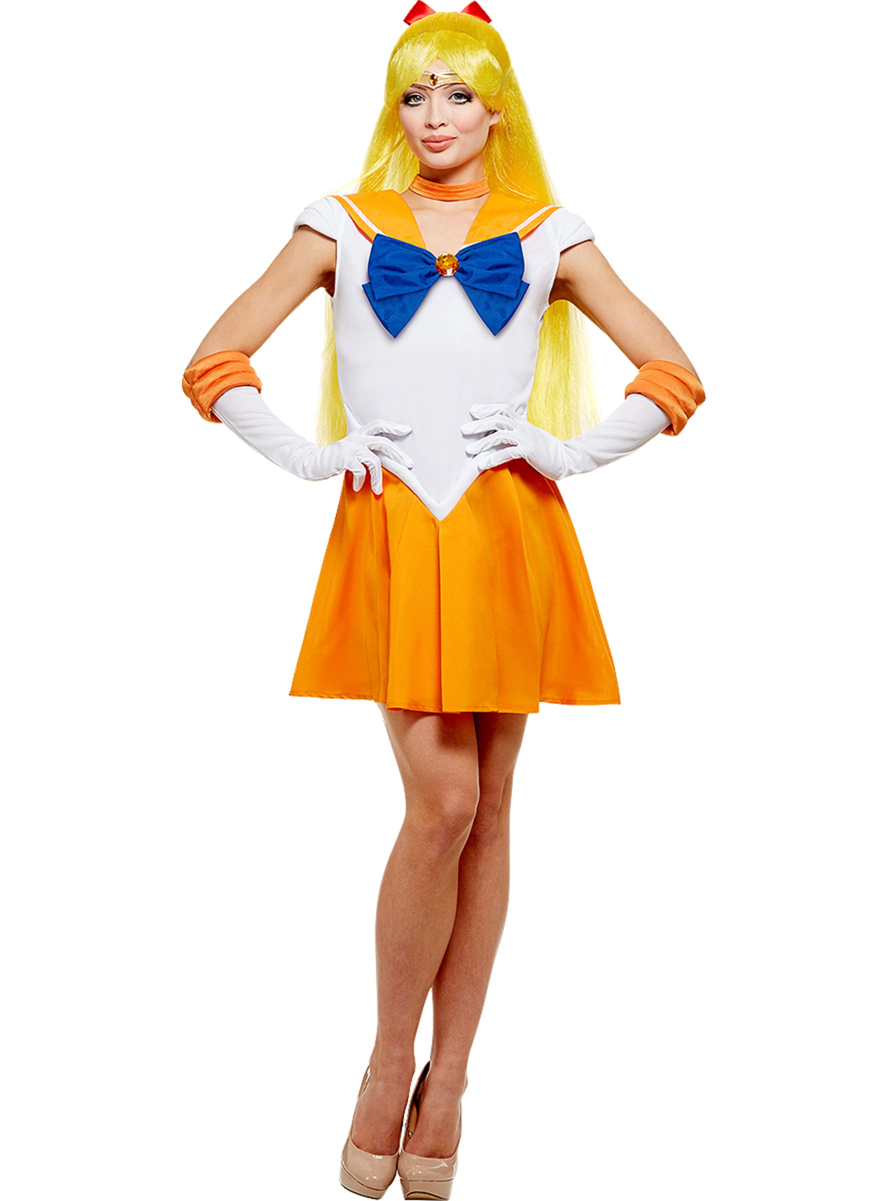 Funidelia | Venus Costume - Sailor Moon for woman Anime, Cosplay, Cartoons - Costumes for adults, accessory fancy dress & props for Halloween, carnival & parties - Size L - Orange