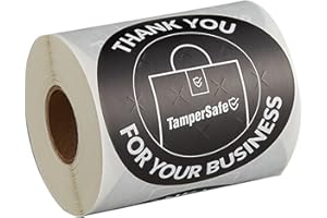 Angel's Peel Lounge Thank You Tamper Proof Stickers Roll — Tamper Evident Stickers for Delivery Bags, Drink Lids, Food Containers, Writable Seal Tape, Thank You Labels - 3x3in 250-COUNTS, BLACK, ROUND